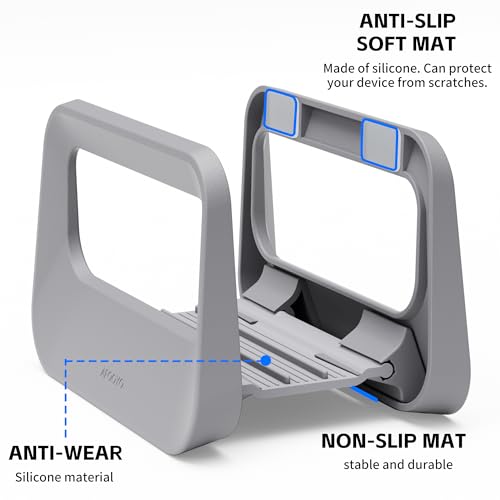 Vertical Laptop Stand for Desk,Plastics Laptop Holder Dock with Silicone Protection,Compatible with All MacBook/Surface/Samsung/HP/Dell/Chrome Book (Gray) - color: Gray