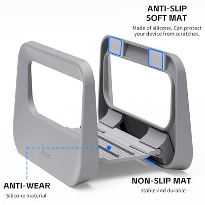 Vertical Laptop Stand for Desk,Plastics Laptop Holder Dock with Silicone Protection,Compatible with All MacBook/Surface/Samsung/HP/Dell/Chrome Book (Gray) - color: Gray