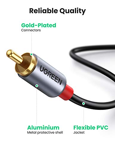 UGREEN USB C to RCA Audio Cable Type C to 2RCA Male Jack Plug Adapter 5FT | Connects USB C Phone Tablet to Car Stereo Speaker Amp, Compatible with iPhone 17 16 Pro Max/iPad Pro/Galaxy S26/Pixel 10 Pro