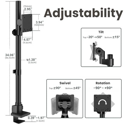 Monitor-Arm Ultrawide Heavy Duty 24-57'' - Extra Tall Aluminum Single Monitor Mount Holds up to 59.4lbs, Adjustable Desk Mount Stand, VESA 75/100 mm, Black - size: Extra Tall