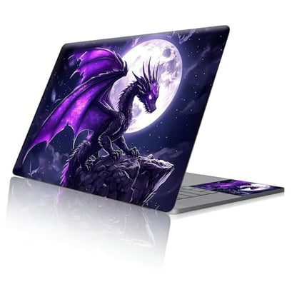 Reusable Universal Laptop Skin Sticker, Cut to Fit for 11.6–15.6 Inch Laptops, Waterproof Protective Film, No-Residue - Moonlight Purple Dragon - color: Moonlight Purple Dragon