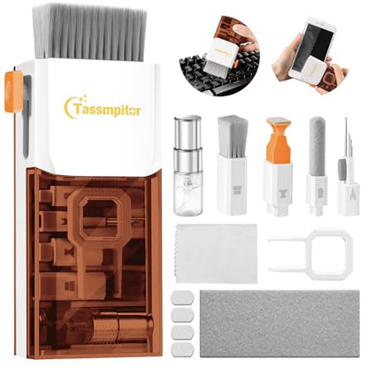 All-in-1 Keyboard Cleaner Laptop Cleaning Kit,Computer Screen-Safe Tools | MacBook iPad iPhone,Electronics Brush Tool for PC Camera Lens Earbuds,Deep Cleaning Spray Cloth, High-Density Soft Brush - color: Coffee Brown