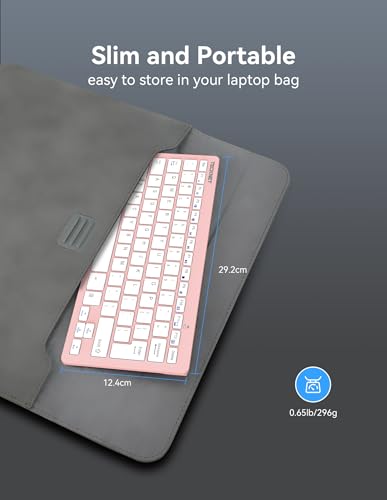 TECKNET 2.4G Wireless Keyboard - Mini Compact Keyboard with Media Hotkeys, 12-Month Battery Life, Compatible with PC, Desktop, Laptop, Smart TV - Pink - color: Pink