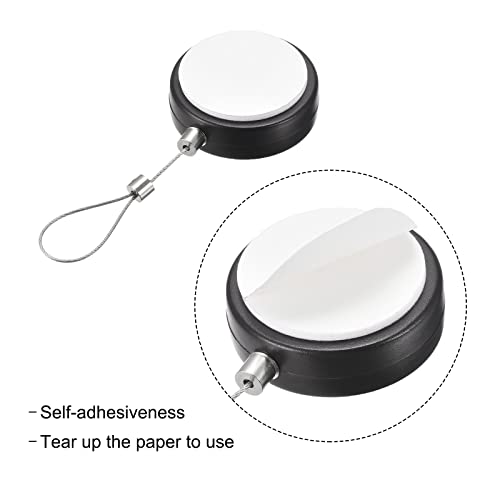 MECCANIXITY Round Retractable Cable Lock with Self-Adhesive, Remote Control Security Lock Anti-Lost Rope Hardware Cable Lock 600g Tensile Force Black - color: Black