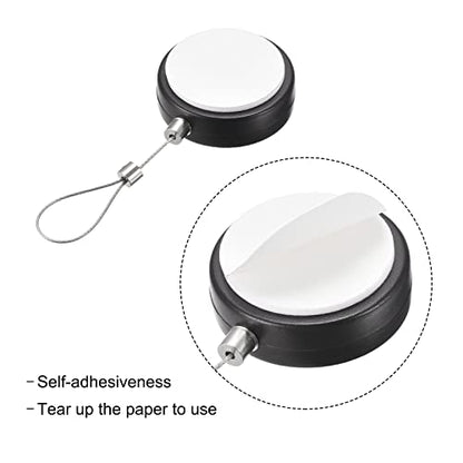MECCANIXITY Round Retractable Cable Lock with Self-Adhesive, Remote Control Security Lock Anti-Lost Rope Hardware Cable Lock 600g Tensile Force Black - color: Black