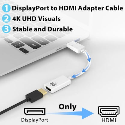 Cyberguys DisplayPort (DP) to HDMI Adapter Cable, 4K@30Hz DP Male to HDMI Female Converter, Gold-Plated Connector w/ Secure Latch, Compatible with Dell HP Lenovo ASUS, Computer to Monitor/TV/Projector