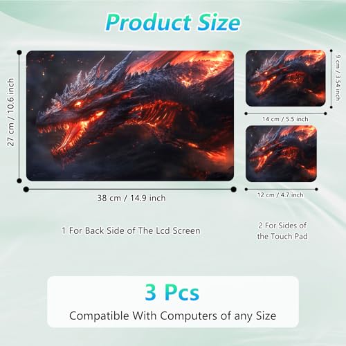 Laptop Skin Sticker Decal 12"-15.6" Universal Laptop/Notebook/Netbook Vinyl - Waterproof Scratch Resistant,Fits HP Dell Lenovo MacBook,2 Free Wrist Pads,Easy Apply & Remove,Fire Dragon Roar - color: Fire Dragon Roar