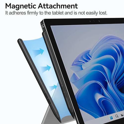 Stylus Pen for Microsoft Surface Pen 4096 Pressure Magnetic/Black | Palm Rejection, Tilt, USB-C Charge, MPP 2.0 Stylus Compatible with Surface Pro 9/8/X/7/7+/6/5/4/3, Go 3/2/1, Book 1/2/3 - color: Black
