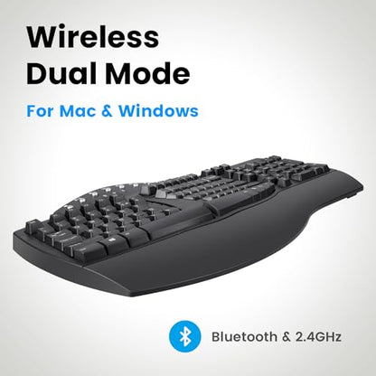Perixx Periboard-612B Wireless Ergonomic Split Keyboard with Dual Mode 2.4G and Bluetooth Feature, Compatible with Windows 11 and Mac OS X System, Black, US English Layout - color: Black, style: Wireless