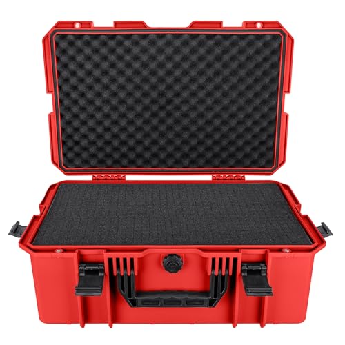 Eylar 21.6" Intact Series Carry-On Hard Camera Case, Lightweight and Durable Stacker Design with Foam (Red) - color: Red