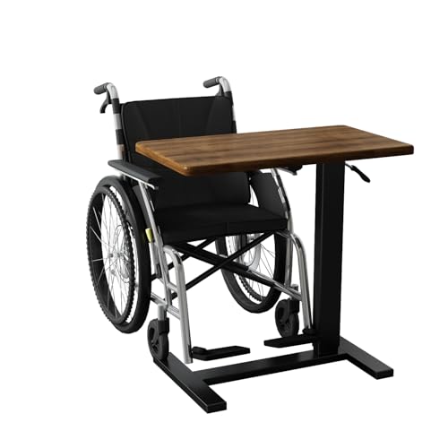 Overbed Bedside Table with Wheels Hospital Bedside Desk,Brown | Adjustable Hospital & Home Use Bed Table Rolling Laptop Table Mobile Standing Desk Rolling Computer Cart Over Bed Tray Table - color: Brown1, size: 27.6 inches