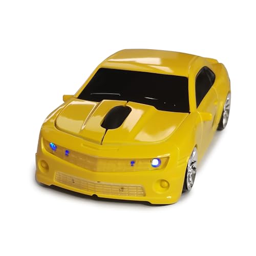 Car Mouse for Compuer, Funny Sport Car Shaped Computer Mouse, 2.4Ghz Wireless Mouse Car Mouse with USB Reciver for Laptop, PC(Yellow) - color: Yellow