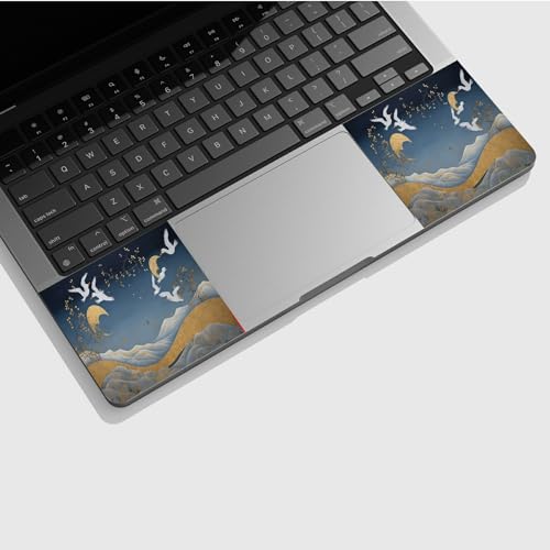 Universal Laptop Skin Sticker with 2 Wrist Pad Skins, Waterproof Scratch Resistant Vinyl Laptop Cover Decal, Cut to Fit for 11–15.6 Inch MacBook HP Dell Lenovo, Crane Golden Cloud - color: Crane Golden Cloud