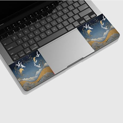 Universal Laptop Skin Sticker with 2 Wrist Pad Skins, Waterproof Scratch Resistant Vinyl Laptop Cover Decal, Cut to Fit for 11–15.6 Inch MacBook HP Dell Lenovo, Crane Golden Cloud - color: Crane Golden Cloud