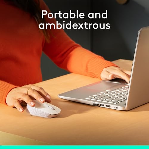 Logitech M170 Compact Ambidextrous 2.4 GHz Wireless Mouse - Off White | Ambidextrous mouse with 2.4 GHz USB-A Nano Receiver, Optical Tracking, 12-Months Battery Life, PC, Mac, Laptop compatible - color: White