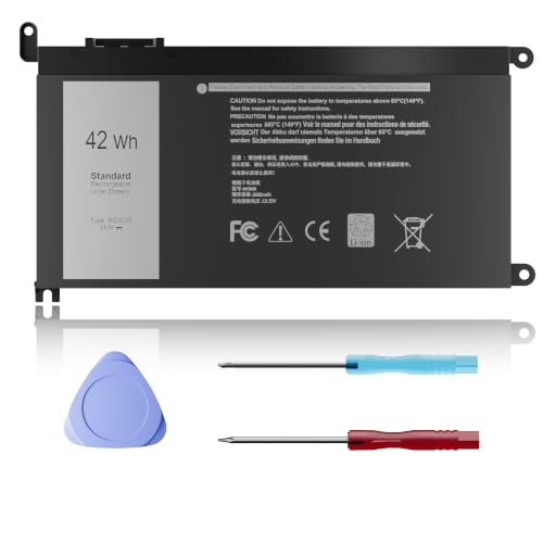42wh WDXOR Laptop Battery for Dell Inspiron 13 15 5000 7000 Series 15 5565 5567 5568 5578 5579 7560 7570 13 7368 7378 5378 17 5765 5767 5770 P58F P66F, Latitude 3189 3390 & more WDXOR P69G 3CRH3 - size: 8 x 4.5 x 0.25 inches WDX0R BATTERY