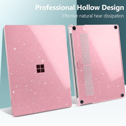 Batianda Glitter Case for Surface Laptop 13 inch 2025 2026, Starry Pink | Fits Model 2095, Subtle Glitter Mist Finish, Lightweight Hard Shell with Scratch-Resistant Protection, Easy Installation - color: Bling pink