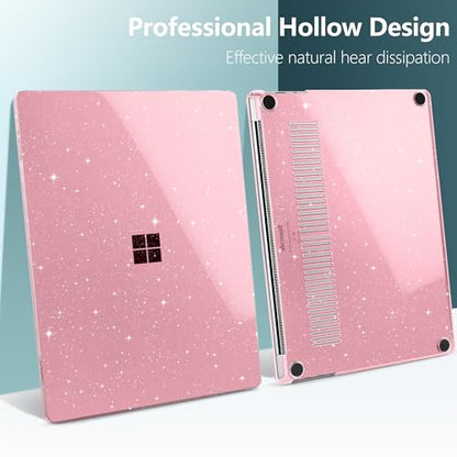 Batianda Glitter Case for Surface Laptop 13 inch 2025 2026, Starry Pink | Fits Model 2095, Subtle Glitter Mist Finish, Lightweight Hard Shell with Scratch-Resistant Protection, Easy Installation - color: Bling pink