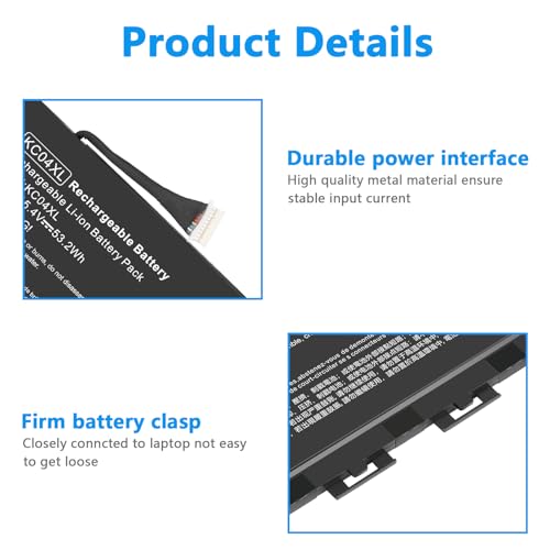 Fancy Buying KC04XL TPN-W133 TPN-W136 Laptop Battery for HP Envy X360 13-AG 13z-AG 13m-AG 13-AR 13-AH 13-AQ 13M-AQ 13T-AQ L08496-855 L08544-1C1 L08544-2B1 HSTNN-DB8P HSTNN-IB8K L08496-855 KC04053XL - size: 11.3*3.5*0.2inch KC04XL
