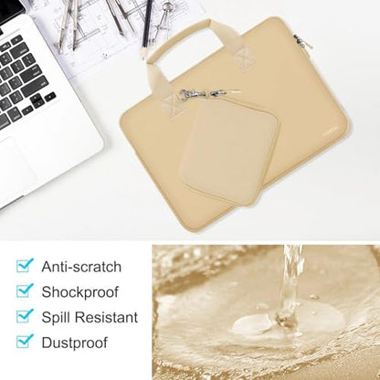Hseok Laptop Sleeve 14 inch Case with Small Case, Compatible with MacBook Neo 14, MacBook Pro 14 M5/M4/M3/M2/M1, XPS 14 and Most 14 inch Notebooks, Neoprene Computer Handbag,Champagne - color: Champagne, size: 14"