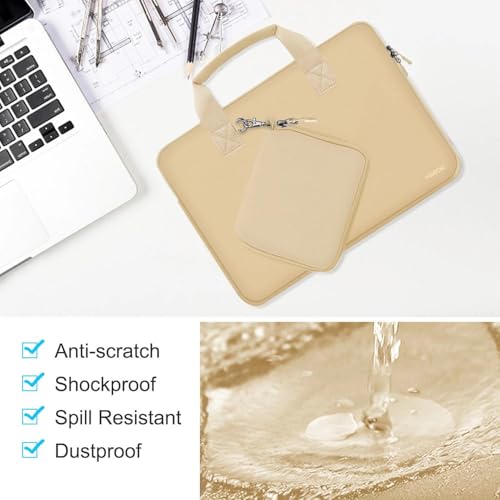 Hseok Laptop Sleeve 13.3-14 inch Case with Small Pouch, Neoprene Computer Bag Compatible with MacBook Neo/Pro 14 M5/M4/M3/M2/M1, Mac Air/Pro 13.3, XPS 14 and Most 13-14 inch Notebooks,Champagne - color: Champagne, size: 13"-14"