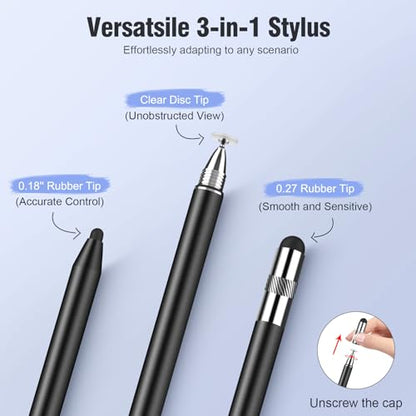 MEKO 3 in 1 Stylus Pens for Touch Screens, High Sensitivity & Precision Capacitive Stylus Pencil for Apple iPad iPhone Tablets Samsung Galaxy All Universal Touchscreen Devices 4 Pack - color: Black/Blue/Rose Gold/Pruple