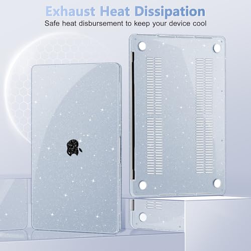 May Chen Compatible with MacBook Pro 13 inch Case 2022 2021 2020 Release Model A2338 M2 M1 A2251 A2289, Hard Shell Case with Keyboard Cover for MacBook Pro 13 Touch Bar Fits Touch ID, Blue Glitter - color: Blue Glitter