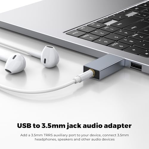 2 Pack USB to 3.5mm Jack Audio Adapter,USB to 3.5mm TRRS Female Headset | External Stereo Sound Card,for PS4/PS5/Headphone/Mac/Linux/Laptop/Desktops/Docking Station
