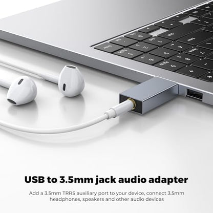 2 Pack USB to 3.5mm Jack Audio Adapter,USB to 3.5mm TRRS Female Headset | External Stereo Sound Card,for PS4/PS5/Headphone/Mac/Linux/Laptop/Desktops/Docking Station