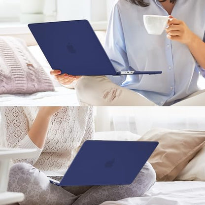 Case for MacBook Air 15 Inch 2026-2023 Release M5 A3448 M4 A3241 M3 A3114 M2 A2941, Hard Shell with Screen Protector & Keyboard Cover, Compatible with Touch ID, Matte Navy Blue - color: Matte Navy Blue