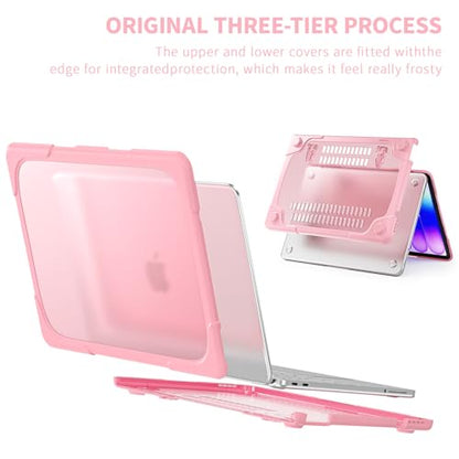 Batianda Heavy Duty Case for MacBook Neo 13 Inch 2026, Blush | Fits Model A3404 A18 Pro Chip, Ergonomic Foldable Stand Holds 22lbs, TPU Bumper, Matte Translucent Shockproof Hard Shell - color: Blush