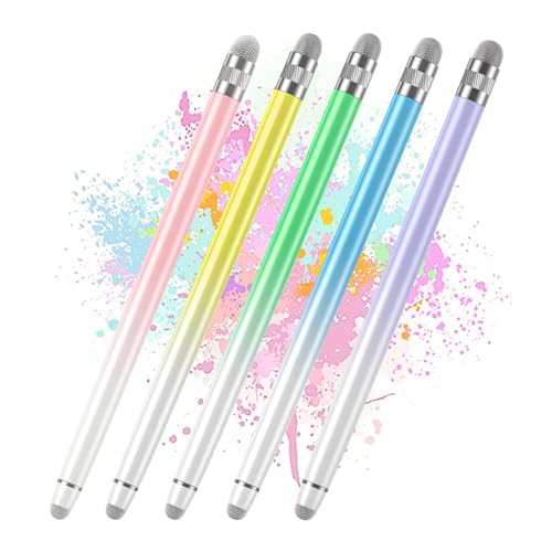 Bopomofo 5PCS Stylus Pen for Touchscreen,High Sensitivity & Precision | Metal Barrel,Fiber Tip,No Charging,Compatible with iPhone iPad Android Microsoft Surface Nintendo Switch Touch Screen - color: E-Purple/Pink/Blue/Green/Yellow