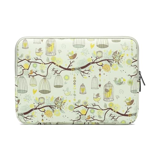 BSLVWG 10 Inch Laptop Sleeve Multi-Color & Size Choices Case/Water-Resistant Neoprene Notebook Computer Pocket Tablet Briefcase Carrying Bag/Pouch Skin Cover - color: Bird Beige, size: 10 inch