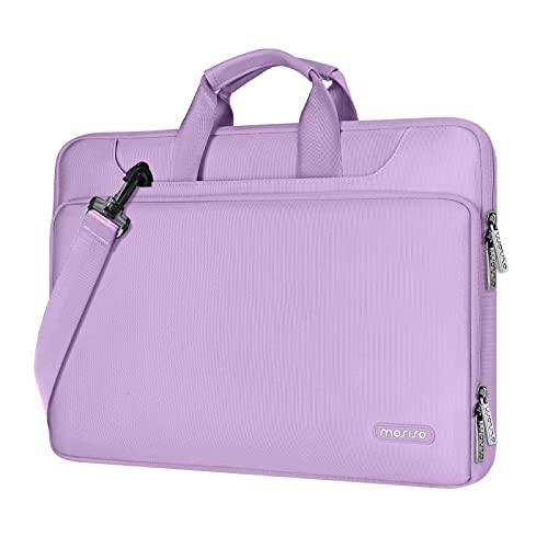 MOSISO 360 Protective Laptop Bag 15.6 inch, 15-16 inch Computer Bag | Compatible with MacBook Air 15 inch/Pro 16 inch, HP,Dell,Lenovo,Asus, Laptop Carrying Case with Strap&Handl, Light Purple - color: Light Purple, size: 16 inch