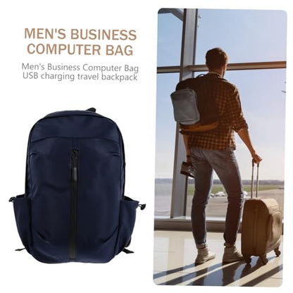 Didiseaon Laptop Backpack with USB Charging Port for Men, Business Travel Computer Bag, Blue Sturdy Outdoor Work Backpack
