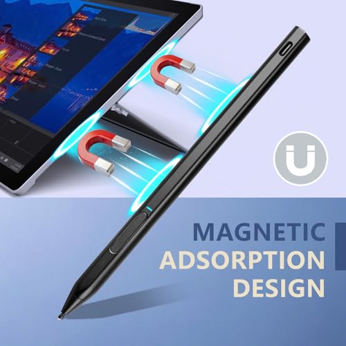 Rechargeable MPP 2.0 Tilt Pen for HP 2-in-1 Touchscreen Laptops,Genuine Digital Stylus Pen for HP Envy X360/Pavilion X360/Spectre X360 with 4096 Pressure Sensitivity and Palm Rejection,Black - color: Black