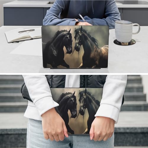 Laptop Skin Sticker Decal 12"-15.6" Universal Laptop/Notebook/Netbook Vinyl - Waterproof Scratch Resistant,Fits HP Dell Lenovo MacBook,2 Free Wrist Pads,Easy Apply & Remove,Black Brown Horse - color: Black Brown Horse