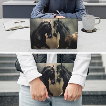Laptop Skin Sticker Decal 12"-15.6" Universal Laptop/Notebook/Netbook Vinyl - Waterproof Scratch Resistant,Fits HP Dell Lenovo MacBook,2 Free Wrist Pads,Easy Apply & Remove,Black Brown Horse - color: Black Brown Horse
