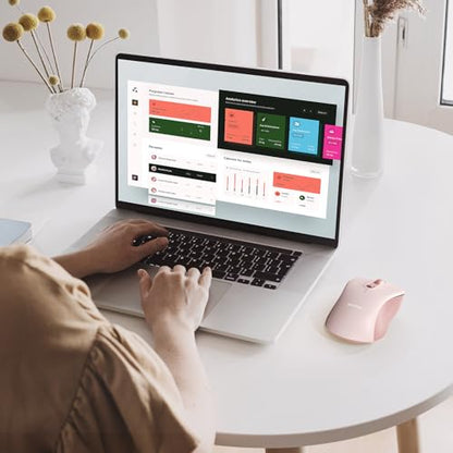 seenda Bluetooth Wireless Mouse, Dual Mode, Quiet 1600 DPI, Pink | Dual-mode Bluetooth and 2.4G USB mouse with quiet clicks, smooth tracking, ergonomic design, and 12-Months battery life - color: Pink