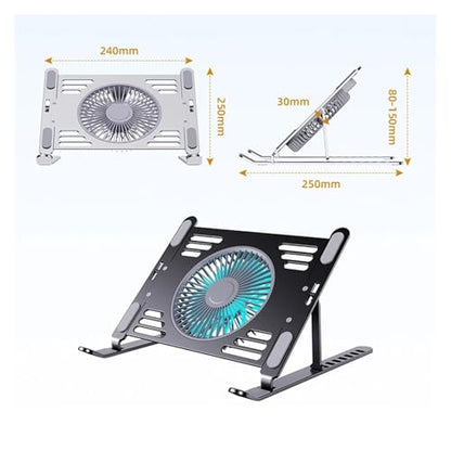 Laptop Stand - Aluminum Alloy Bracket with Cooling Fan Stand for Laptop 5 12.4 13.5 13.8 15 Inch(Astral Black) - color: Astral Black