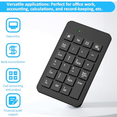 Bluetooth Number Pad with Battery, 23 Keys Wireless Numeric Keypad Upgraded Version of 10 key Keyboard Financial Accounting Numpad Compatible for Laptop, PC, Macbook, Notebook, Desktop,Surface Pro - style: BluetoothWireless