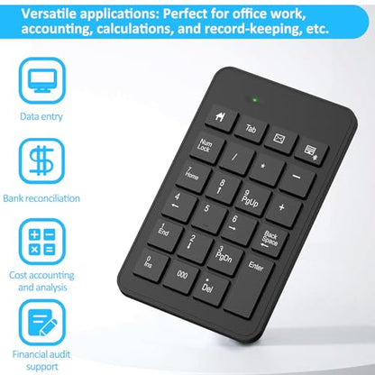 Bluetooth Number Pad with Battery, 23 Keys Wireless Numeric Keypad Upgraded Version of 10 key Keyboard Financial Accounting Numpad Compatible for Laptop, PC, Macbook, Notebook, Desktop,Surface Pro - style: BluetoothWireless