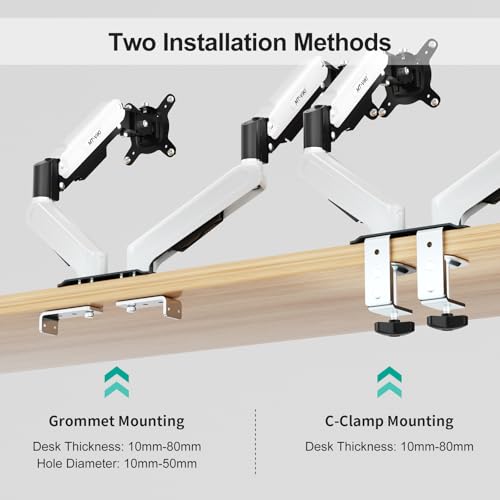 MT-VIKI Dual Monitor Stand - Gas Spring Double Monitor Arm with Quick Release VESA Plates for 2 Screens 17-32 Inch, Full Motion Articulating Desk Mount, Holds 4.4-19.8lbs - size: Dual Arm