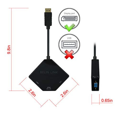 DP to HDMI VGA DVI Adapter Displayport to HDMI 4K Adapter 3 in 1 Display Port to HDMI VGA DVI Converter Male to Female Gold-Plated (Diamond Shaped) (100 Pack Diamond Shaped) - color: 100 PACK Diamond Shaped