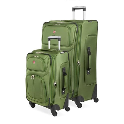 SWISSGEAR Sion Softside Expandable Spinner Luggage Durable Lightweight Travel Suitcase, Evergreen, 2-Piece Set (Carry-On/Large) - color: Evergreen, size: 2-Piece Set (Carry-On/Large)