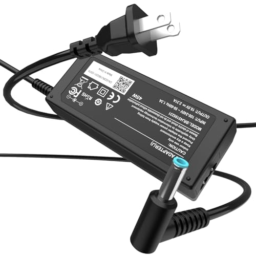 45W Charger for HP Laptop Charger Pavilion 15 4.5mm Blue Tip | 19.5V 4.5mm blue tip Compatible with select HP models 10ft total cord included - size: 45W Blue Tip 4.5mm x 3.0mm