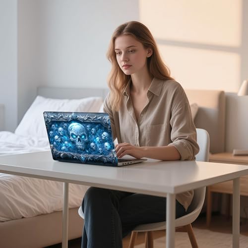 Aesthetic Laptop Skin Sticker, Frost Skulls in Enchanted Frame Waterproof Vinyl Laptop Decal, Removable Bubble Free, Reusable Protective Cover for 13 14 15 15.6 Inch - color: Frost Skulls in Enchanted Frame