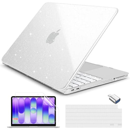 Batianda StarryMist Case for MacBook Neo 13 Inch 2026, Starry Clear | 4-in-1 Bundle Subtle Glitter Mist Finish, Slim Lightweight Shell, Everyday Protection for MacBook Neo 13 Inch Model A3404 - color: Glitter‌ Clear
