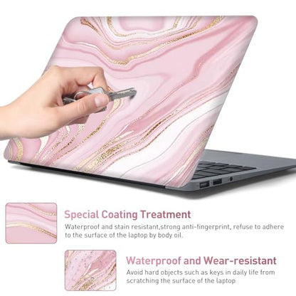 Pink River Vinyl Laptop Sticker, Waterproof Reusable Decal for Notebook PC, Cartoon Art Protector-Fits 12-15.6 inch - color: Pink Gold Marble