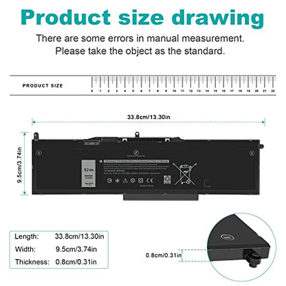 ASUNCELL VG93N 92Wh 6-Cell Laptop Battery Compatible with Dell Precision 15 3520 3530 M3520 M3530 Latitude 5580 5590 5591 E5580 E5590 E5591 Series 0VG93N WFWKK 0WFWKK 11.4V 7666mAh - size: VG93N 12.60 × 6.50 × 0.94 in